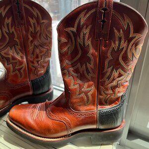 Ariat Men’s Steadfast Western Boot – Style 39318 (Tribal), Brown Leather, Square